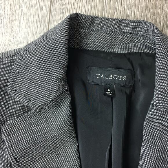 Talbots One Button Lined Notch Flap Pockets Wool Blazer Jacket Gray Size 6 - Picture 2 of 8